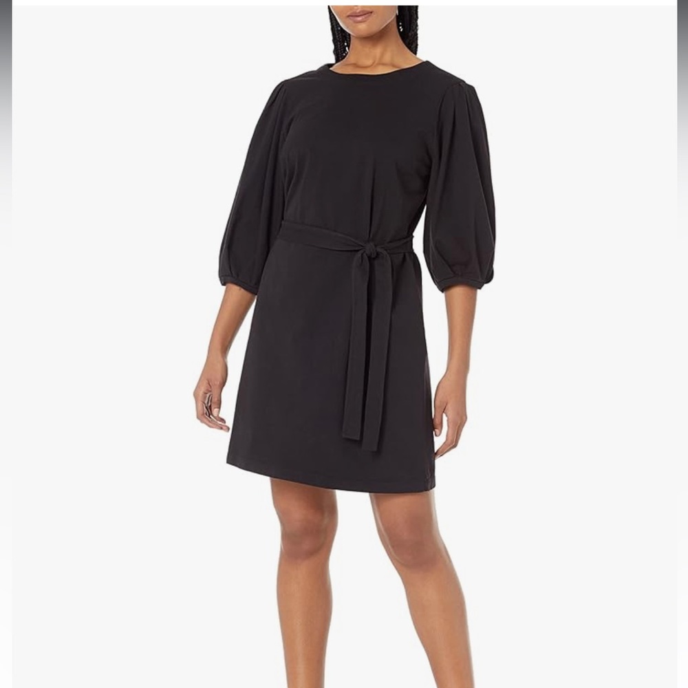 NWT Velvet by Graham & Spencer 100% Cotton Puff Sleeve Dress with Pockets, Tie